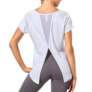 Sport short sleeve tops gym women long sleeve Back Yoga Shirts