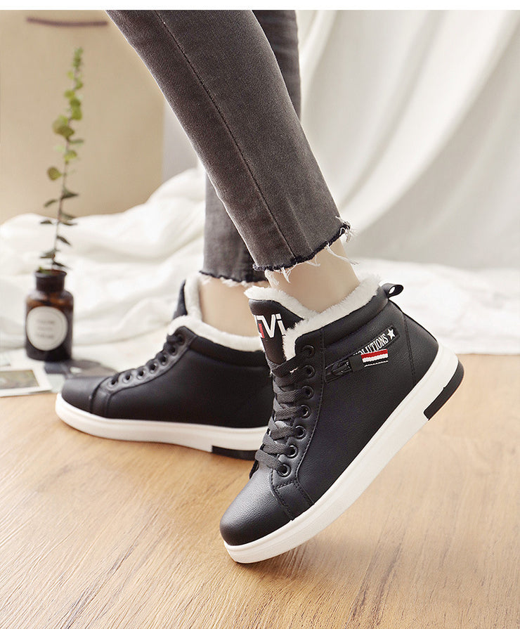Winter Boots Women Ankle Boots Warm PU Plush Winter Woman Shoes Sneakers